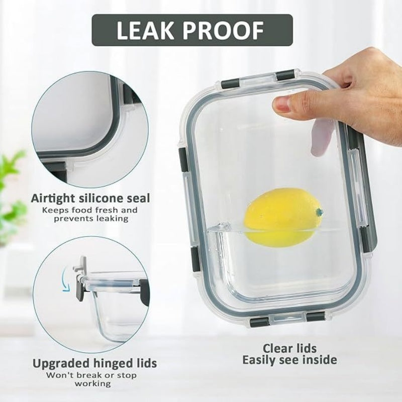 Glass Food Storage Containers With Lids - 5 Airtight Food Storage Containers