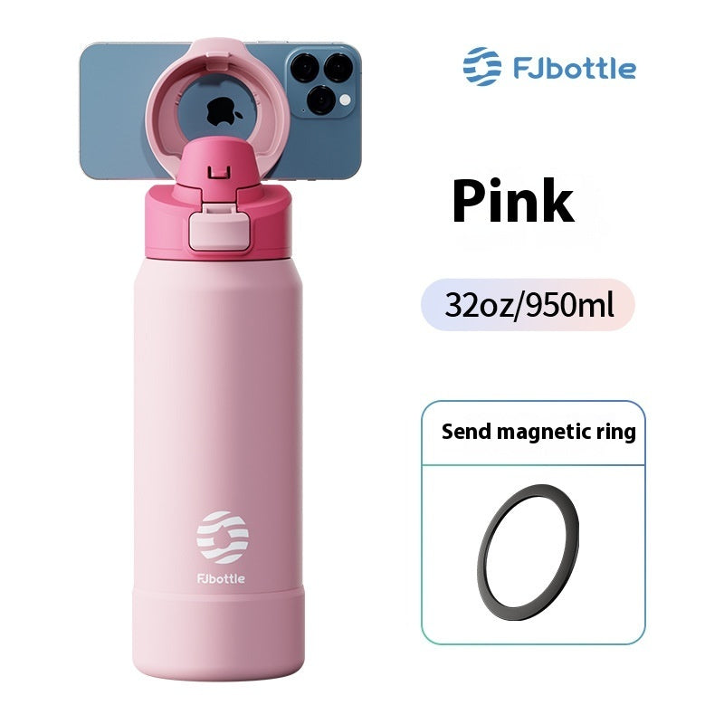 Student Portable Large Capacity Stainless Steel Sports Magnetic Water Cup